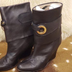 Goldenbleu Brown Wedge Boots